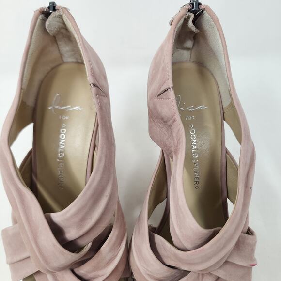 Lisa for Donald J. Pliner Platform Wedge Sameh Leather Back Zip Women Mauve 8.5M - Picture 14 of 15